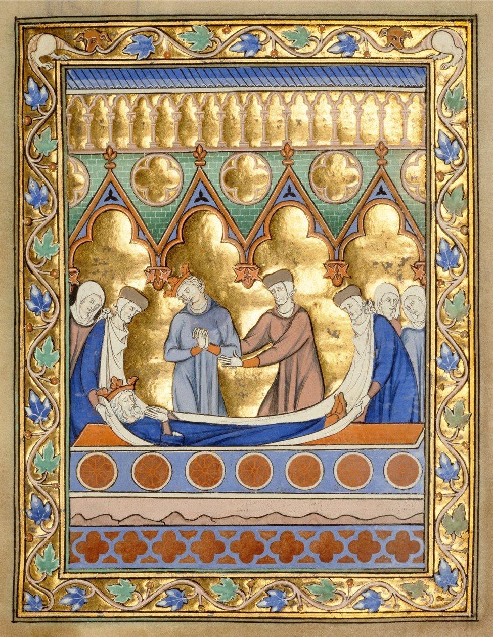 Begrafenis van David, uit de Psalter en Getijden van Isabella van Frankrijk, Parijs, ca. 1260 door French School