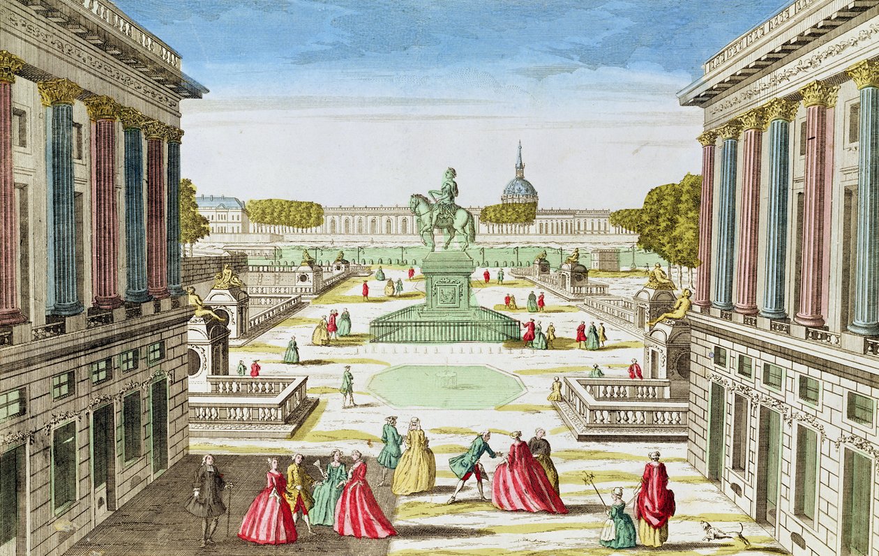 Perspectiefzicht op Place Louis XV vanaf Porte Saint-Honoré door French School