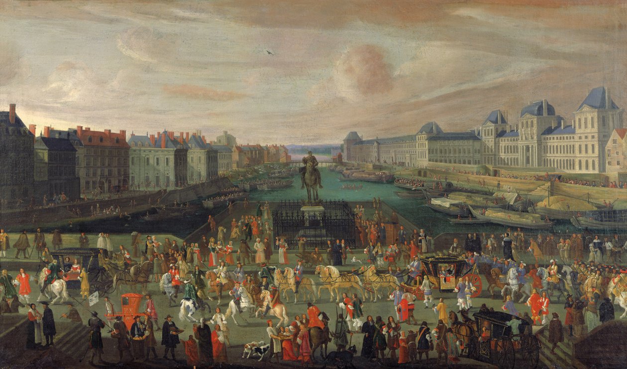 Processie van Lodewijk XIV over de Pont-Neuf, 1665-69 door French School