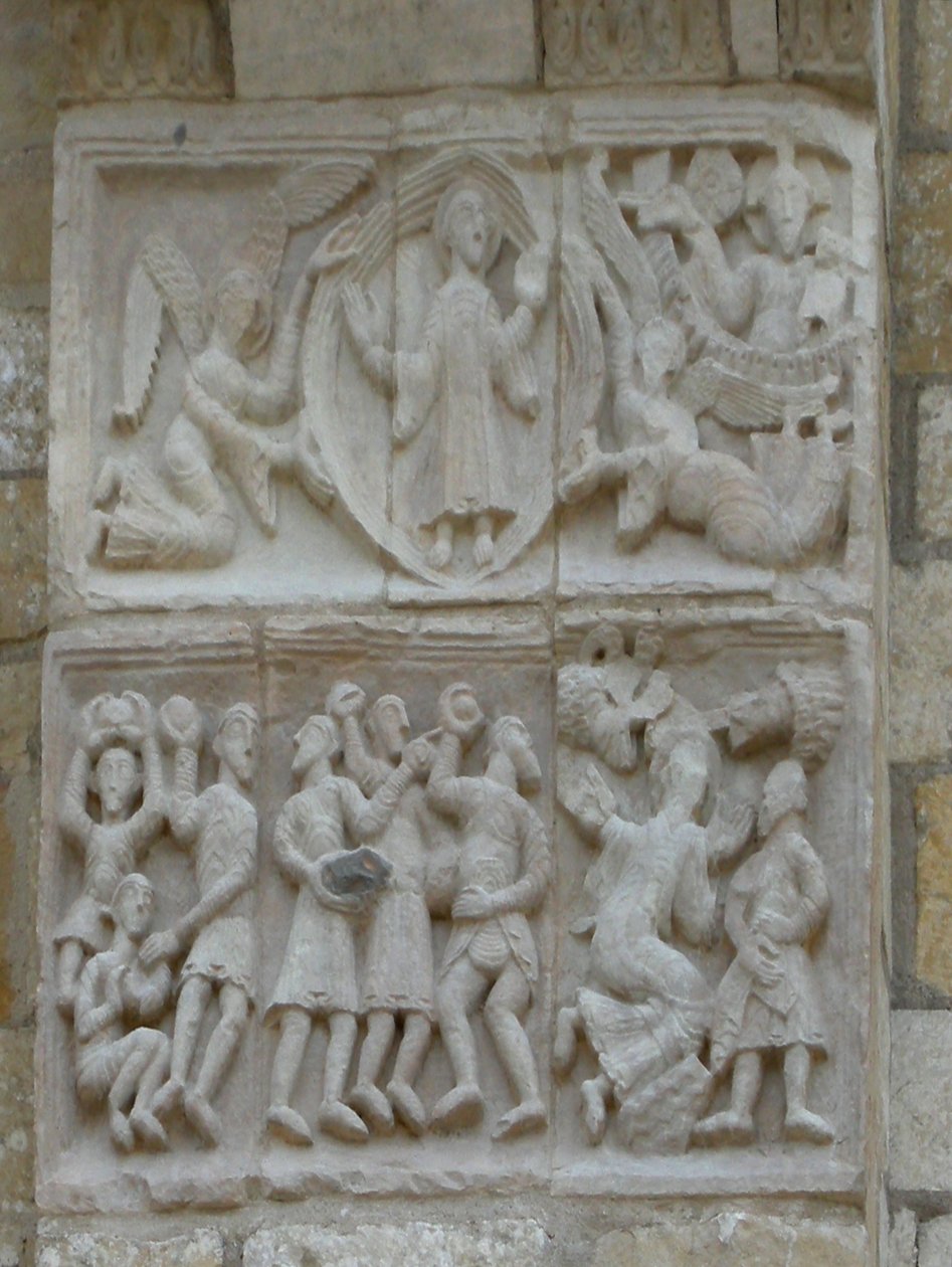Reliëf met afbeelding van de steniging van St. Stefanus door French School