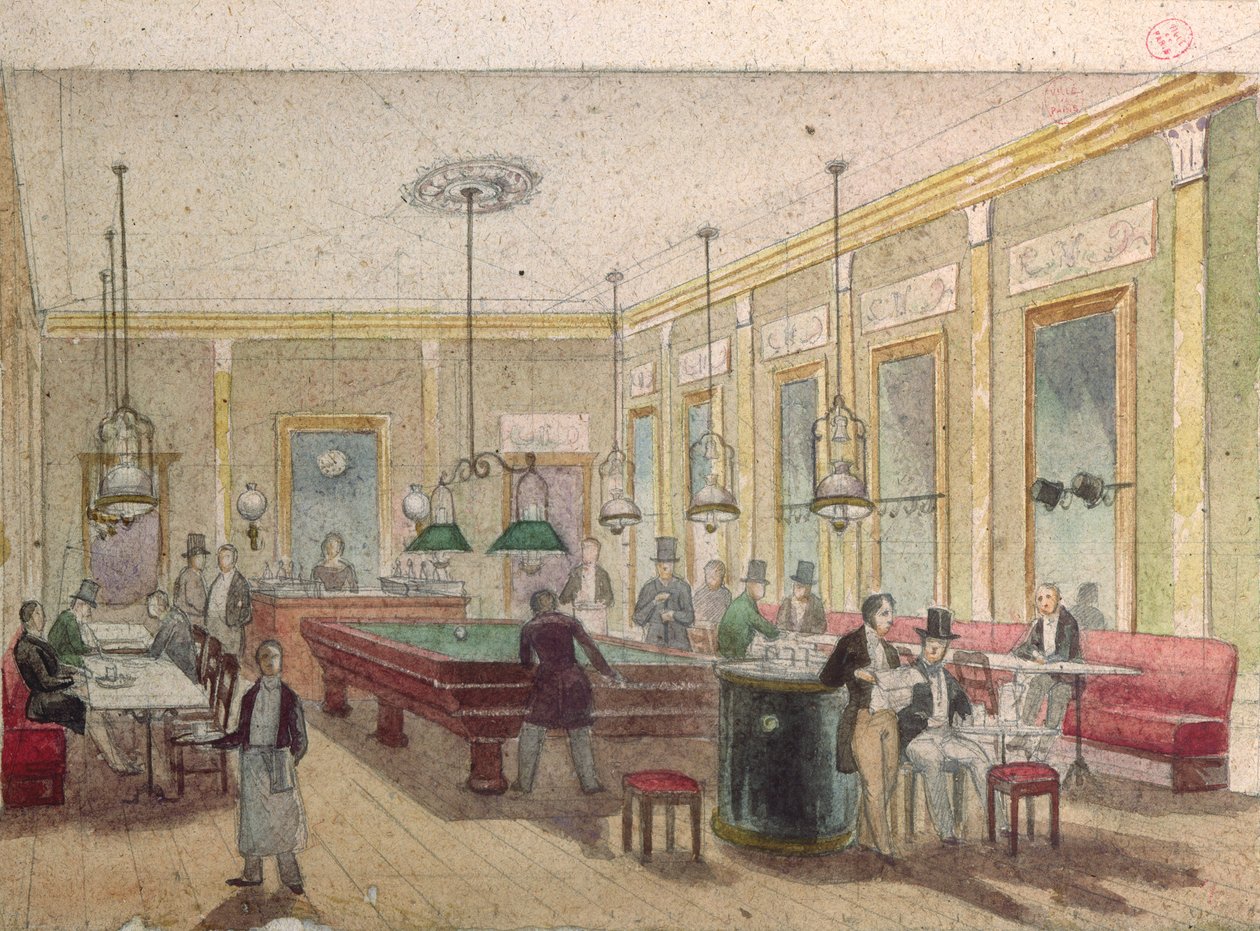 De Biljartkamer in een Café door French School