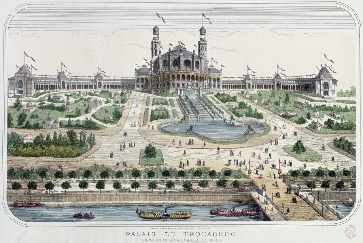 Het Palais du Trocadero op de Exposition Universelle in Parijs in 1878 door French School