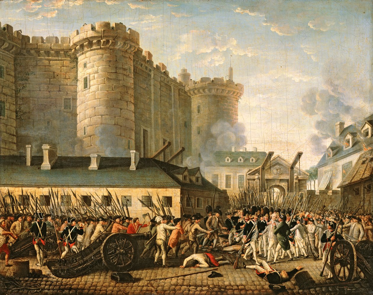 De bestorming van de Bastille, 14 juli 1789 door French School