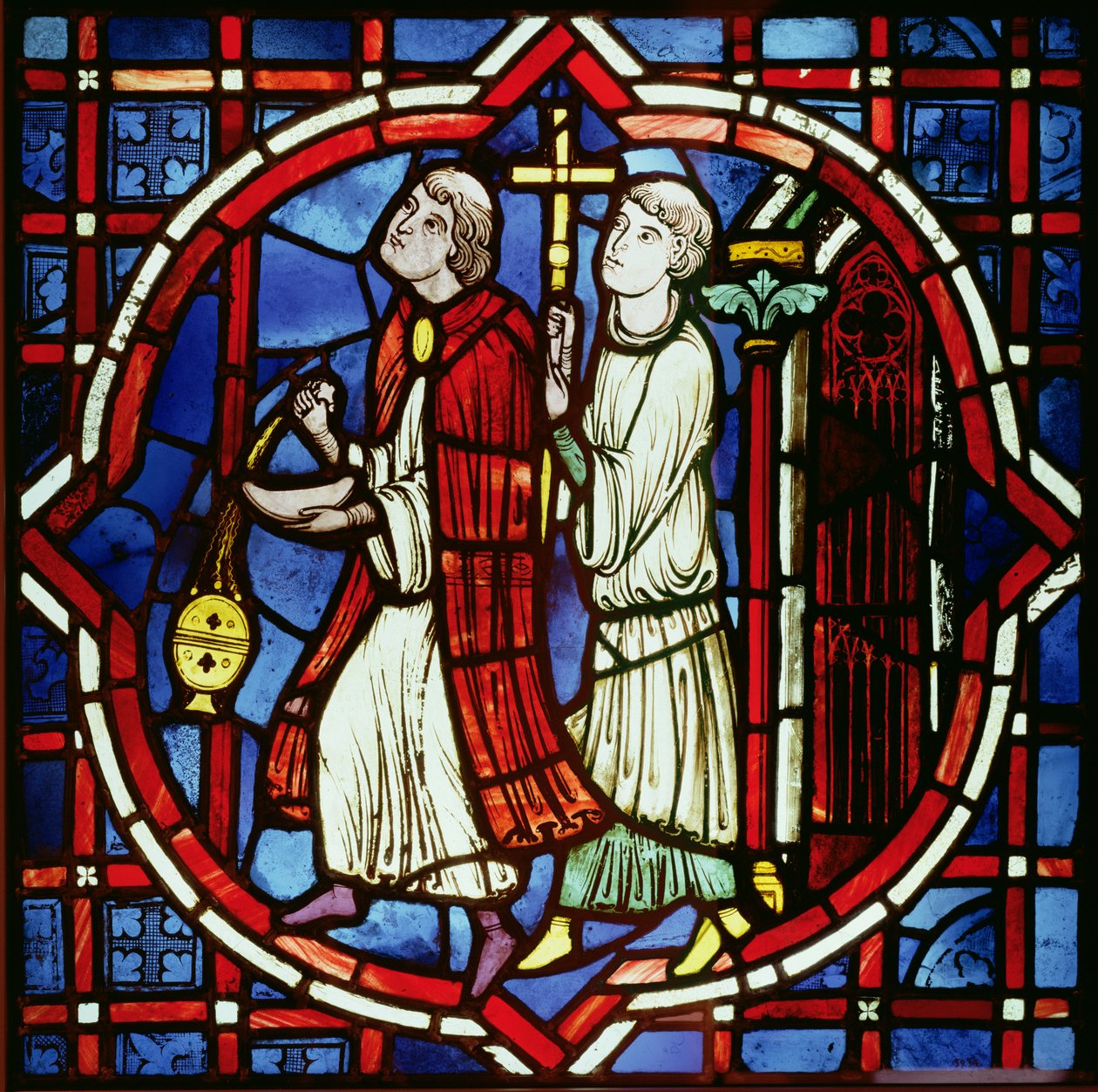 Twee kerkelijke figuren, 1205-15 door French School