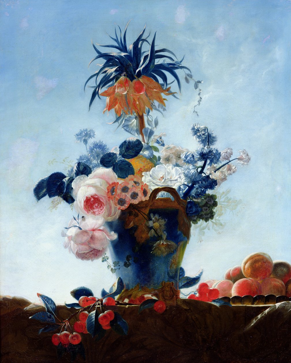 Vaas met bloemen door French School