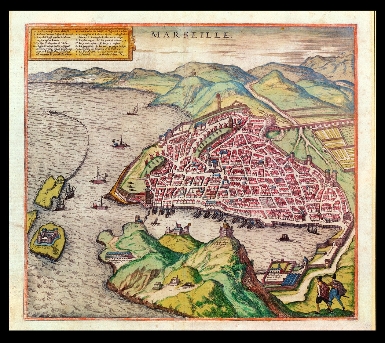 Uitzicht op Marseille, 1574 door French School