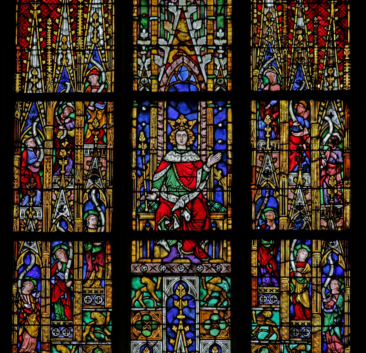 Raam met Salomo op de troon, ca. 1320, 14e-20e eeuw door French School