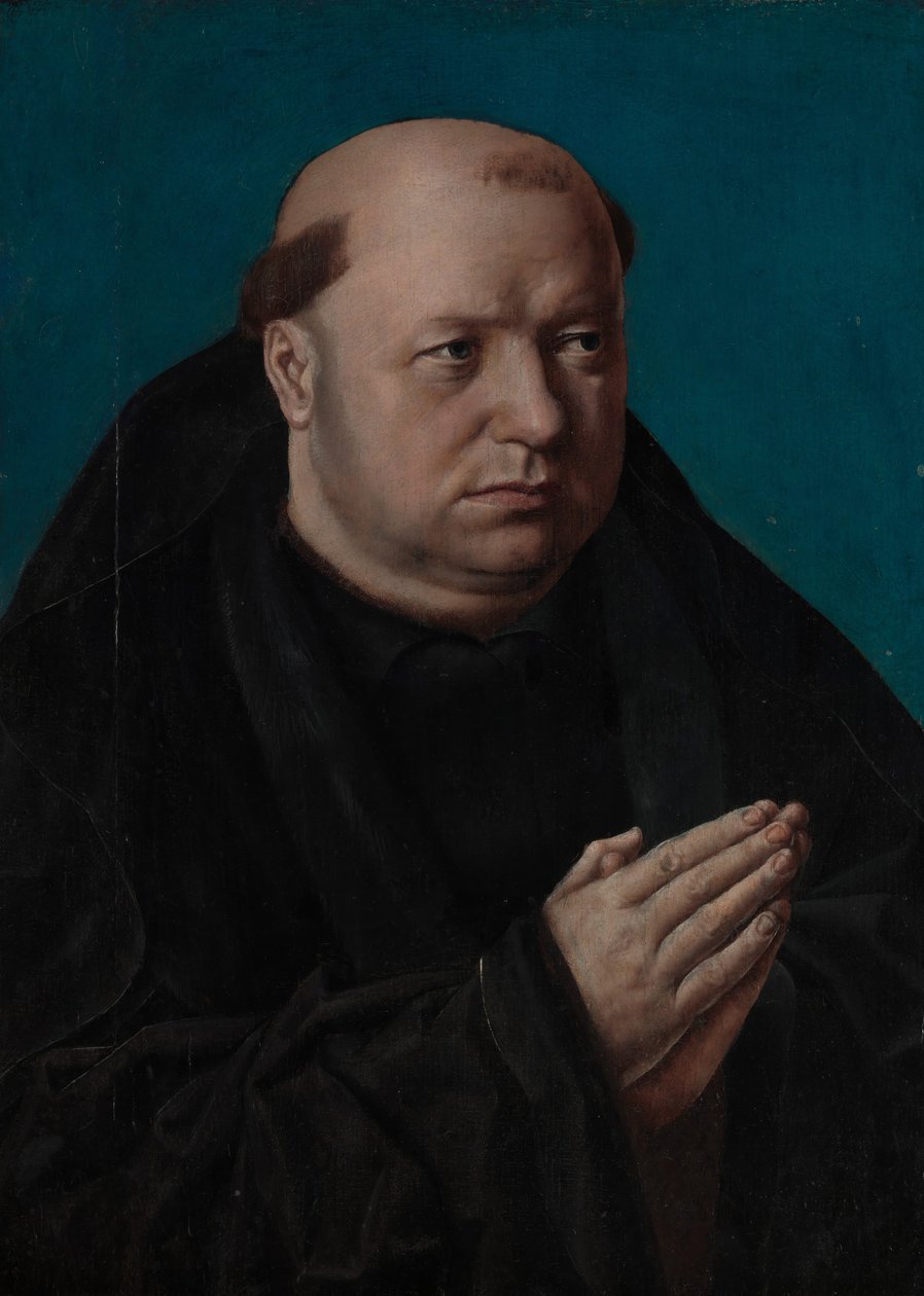 Portret van een monnik in gebed door French Painter