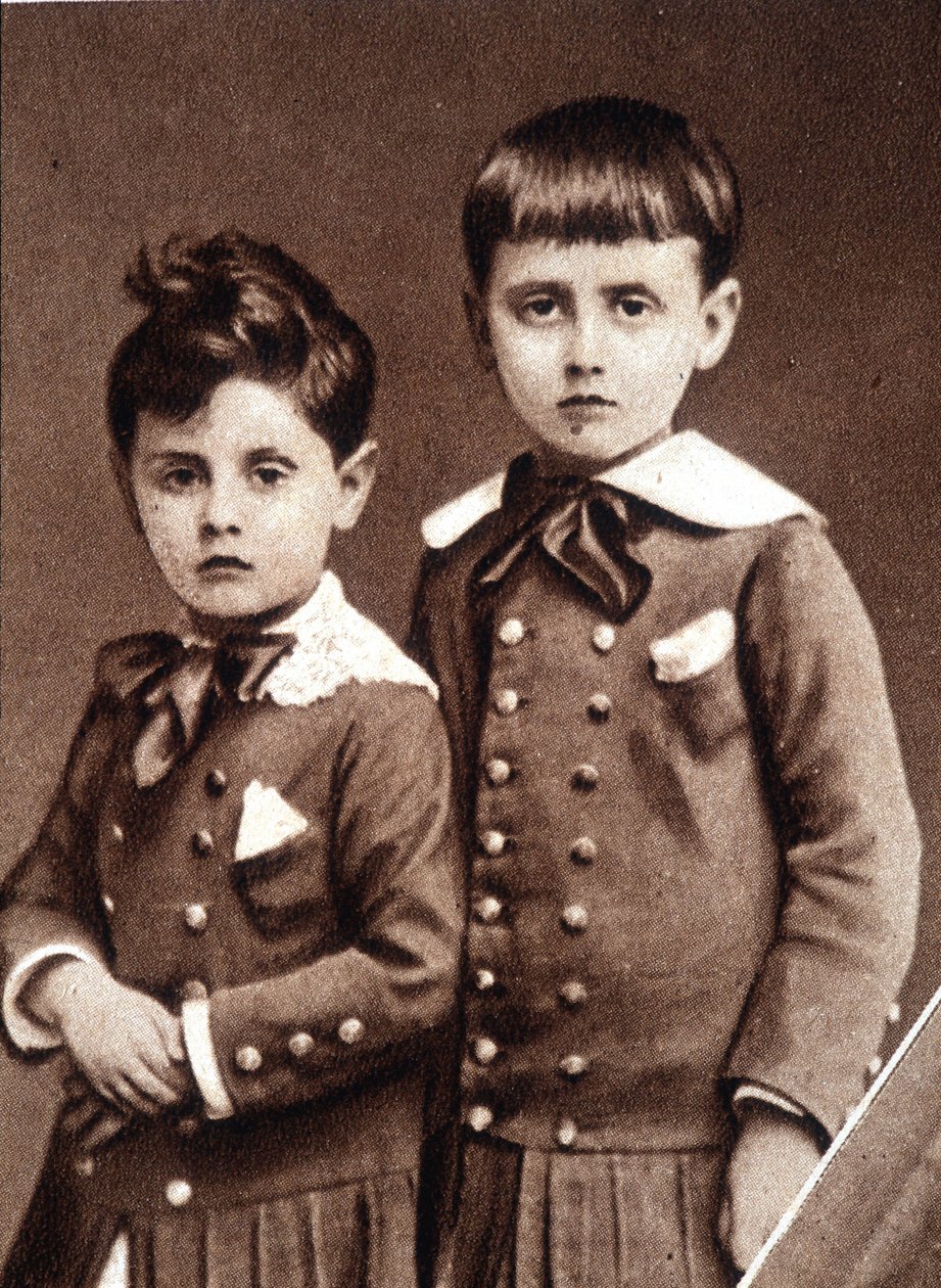 Robert en Marcel Proust als kinderen in 1877. door French Photographer