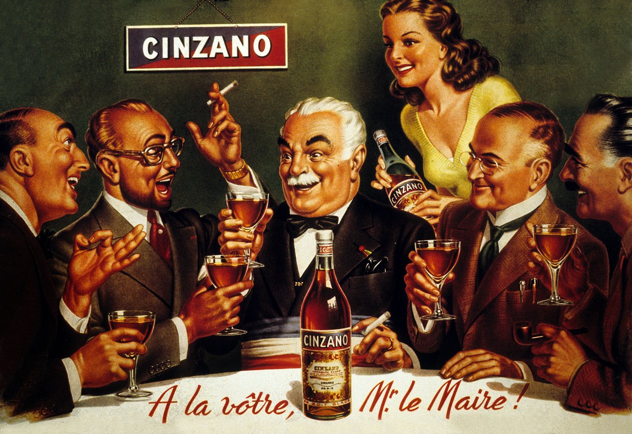 Advertentie voor Cinzano Blanc door French School