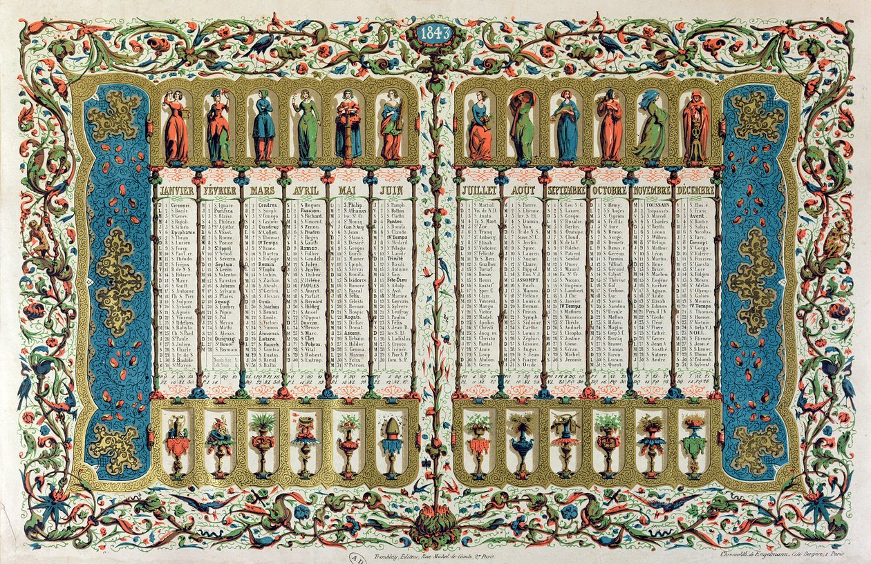 Kalender voor 1843 door French School