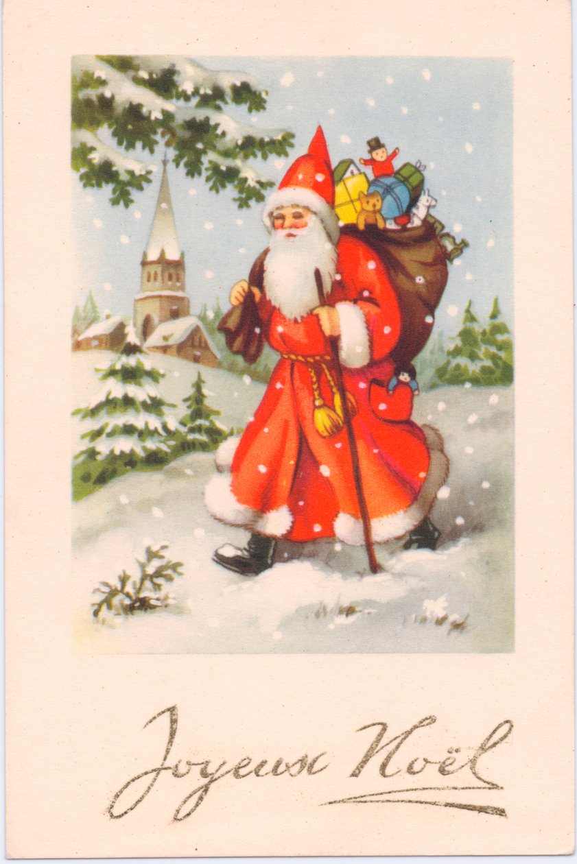 Kerstkaart, ca. 1907 door French School