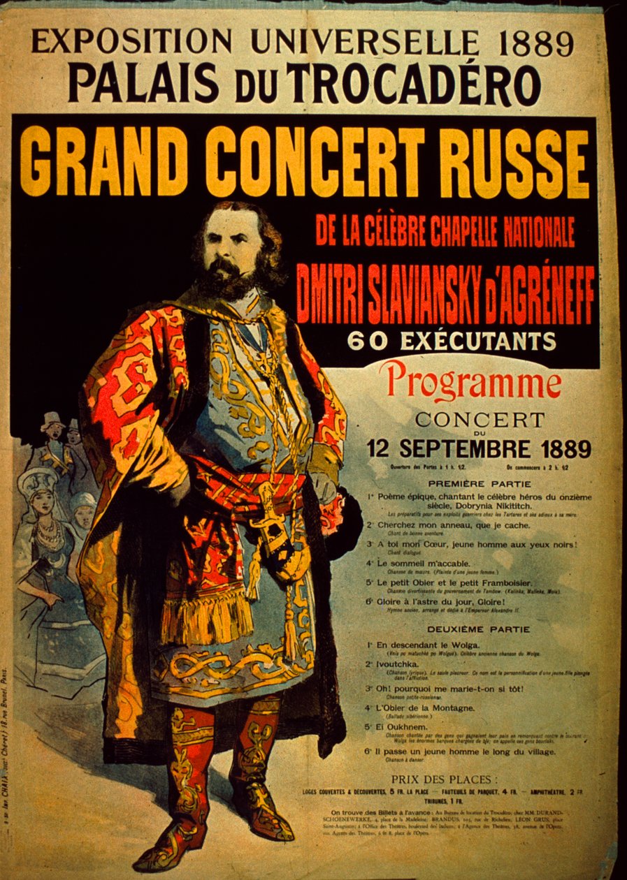 Grand Concert Russe Programma, 1889 door French School