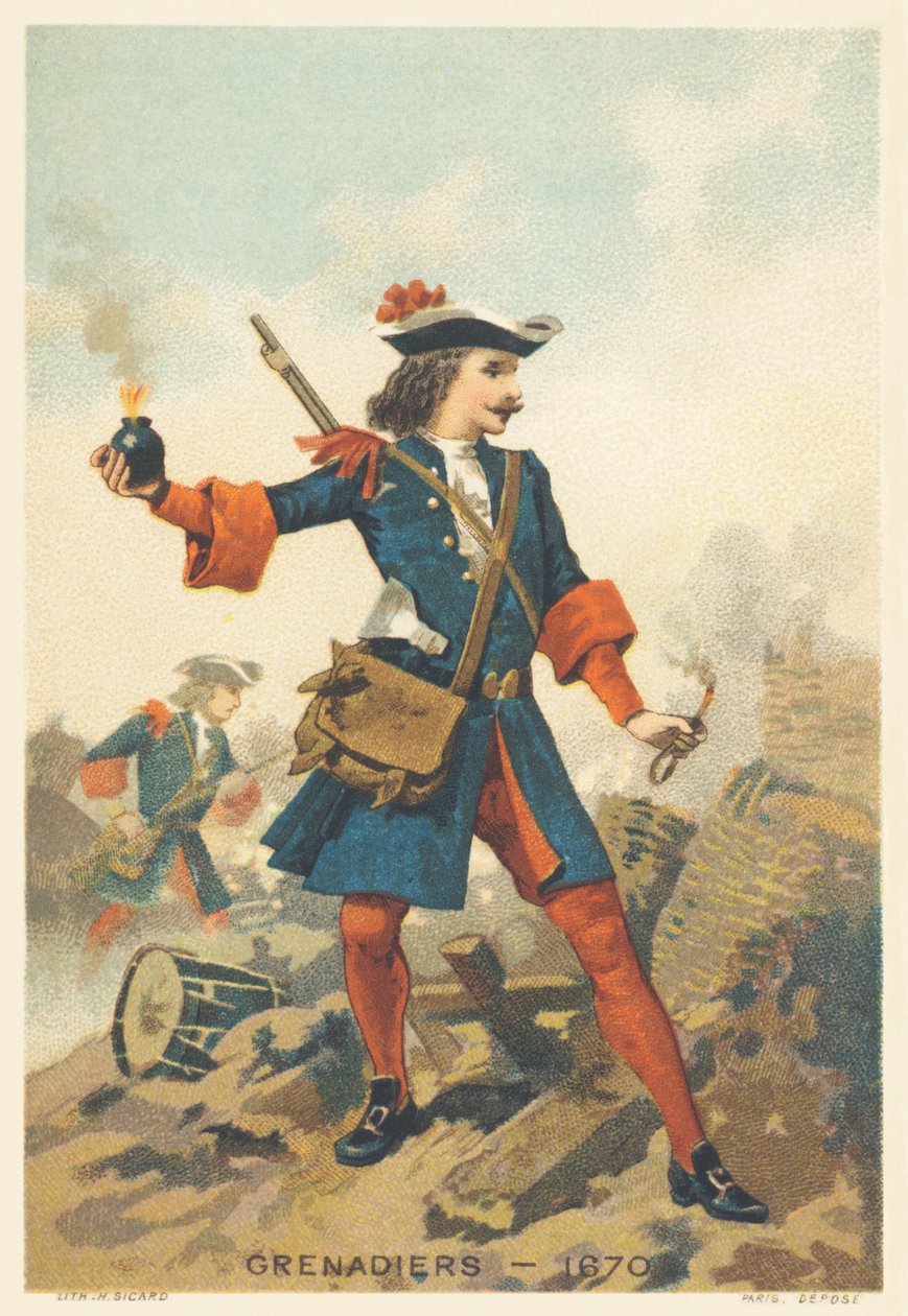 Grenadier in 1670 door French School