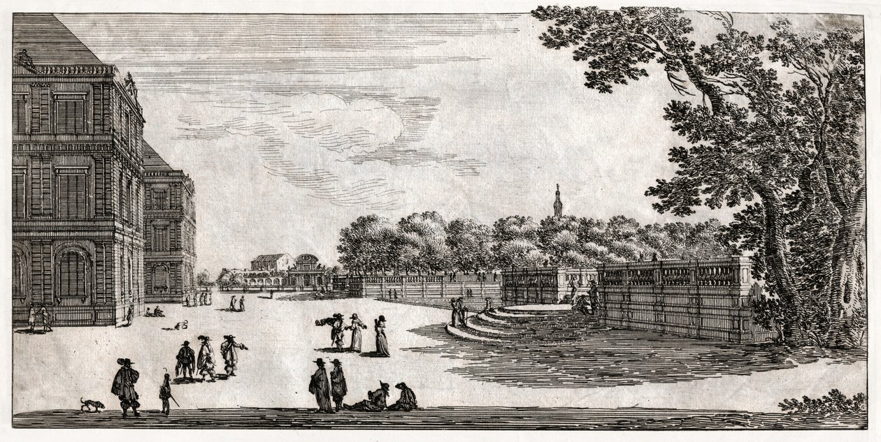 Jardin du Luxembourg, Parijs (gravure) door French School