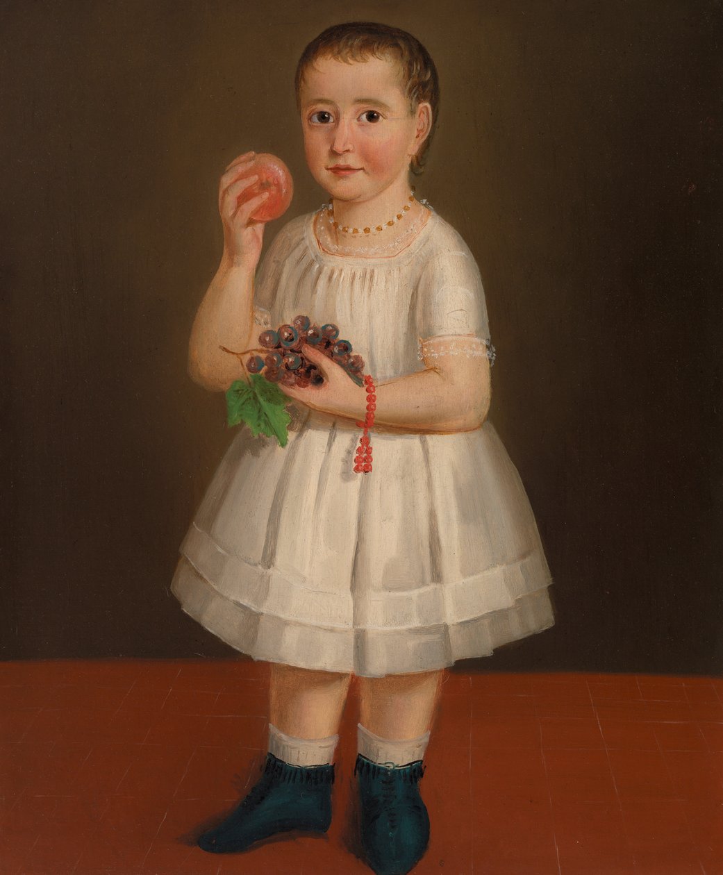Klein meisje met fruit door French School