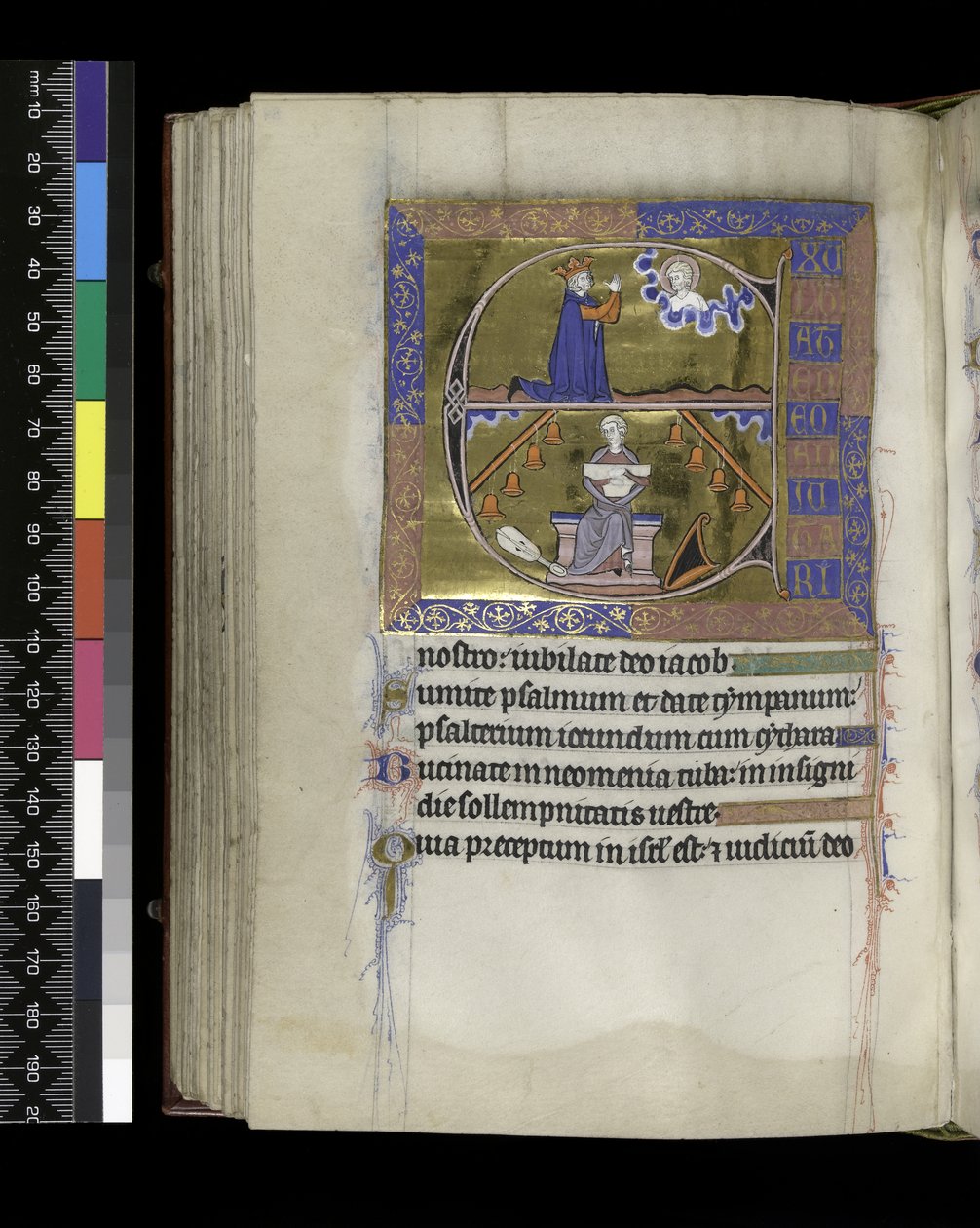 MS 300 f.89v, David bidt tot God door French School