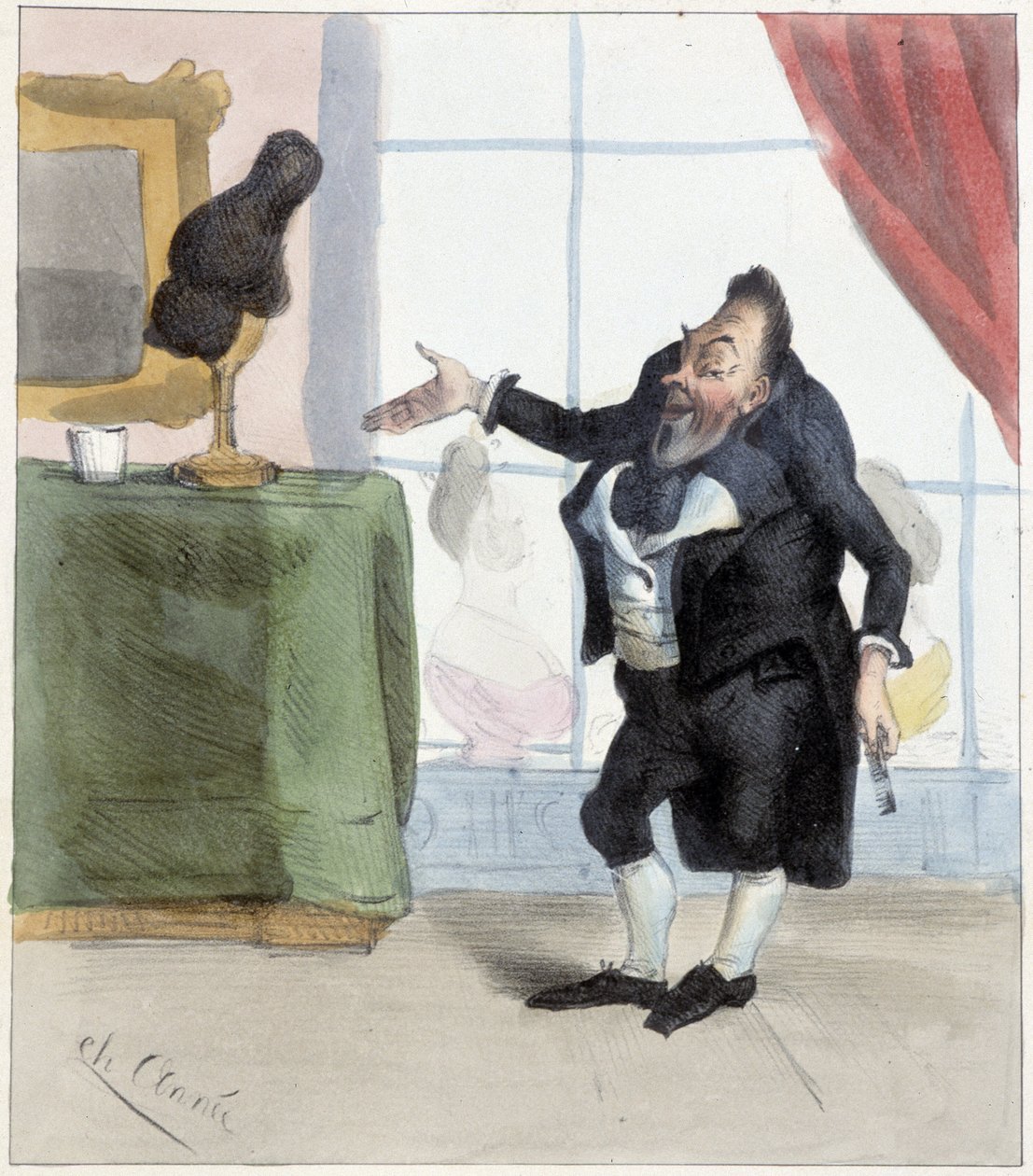Mayeux pruik, ca. 1850 door French School
