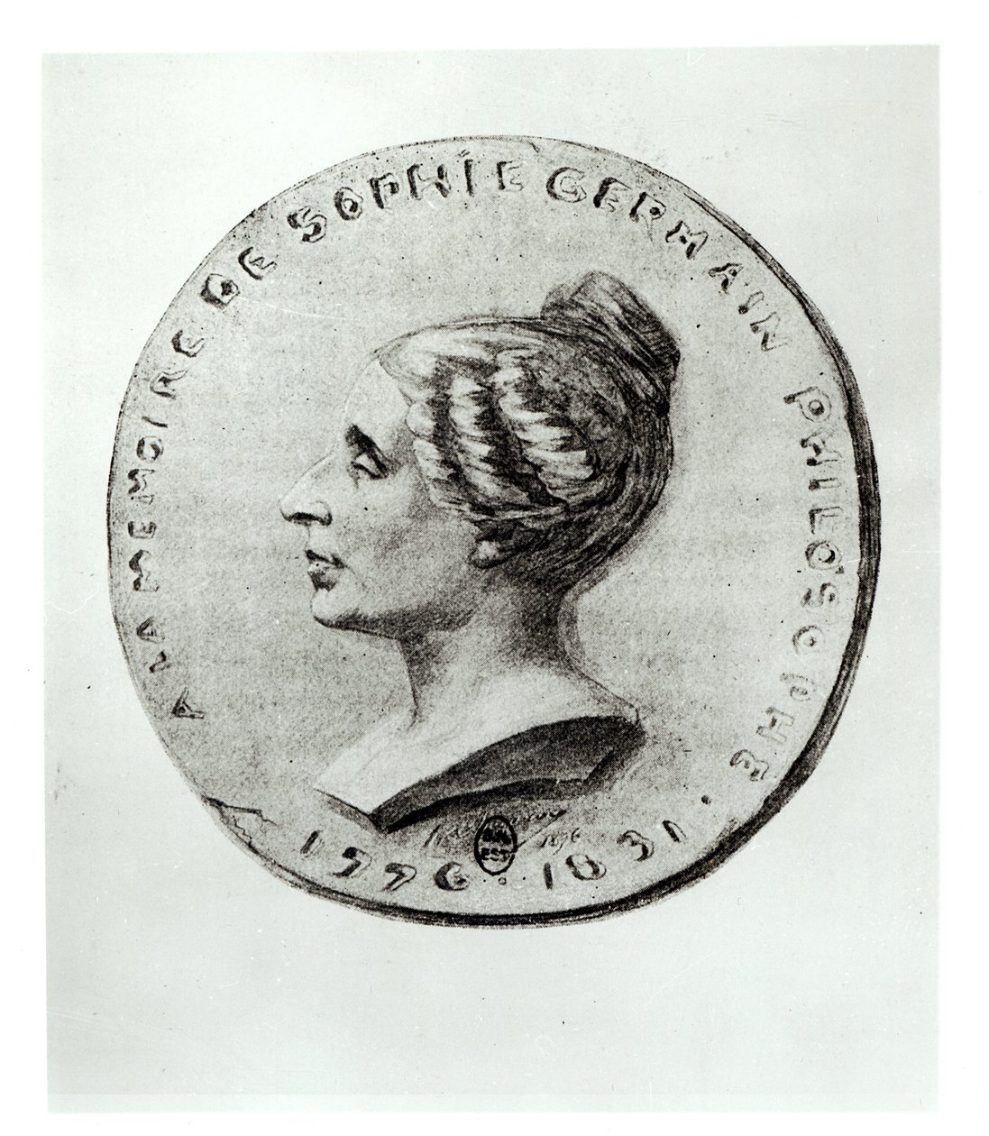 Medaille met afbeelding van Sophie Germain (1776-1831) door French School