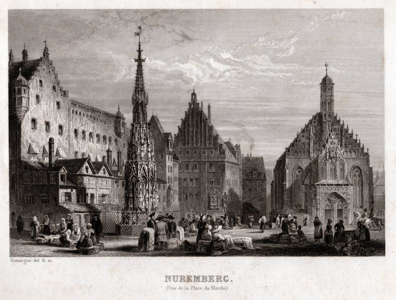 Neurenberg (gravure, ca. 1830) door French School
