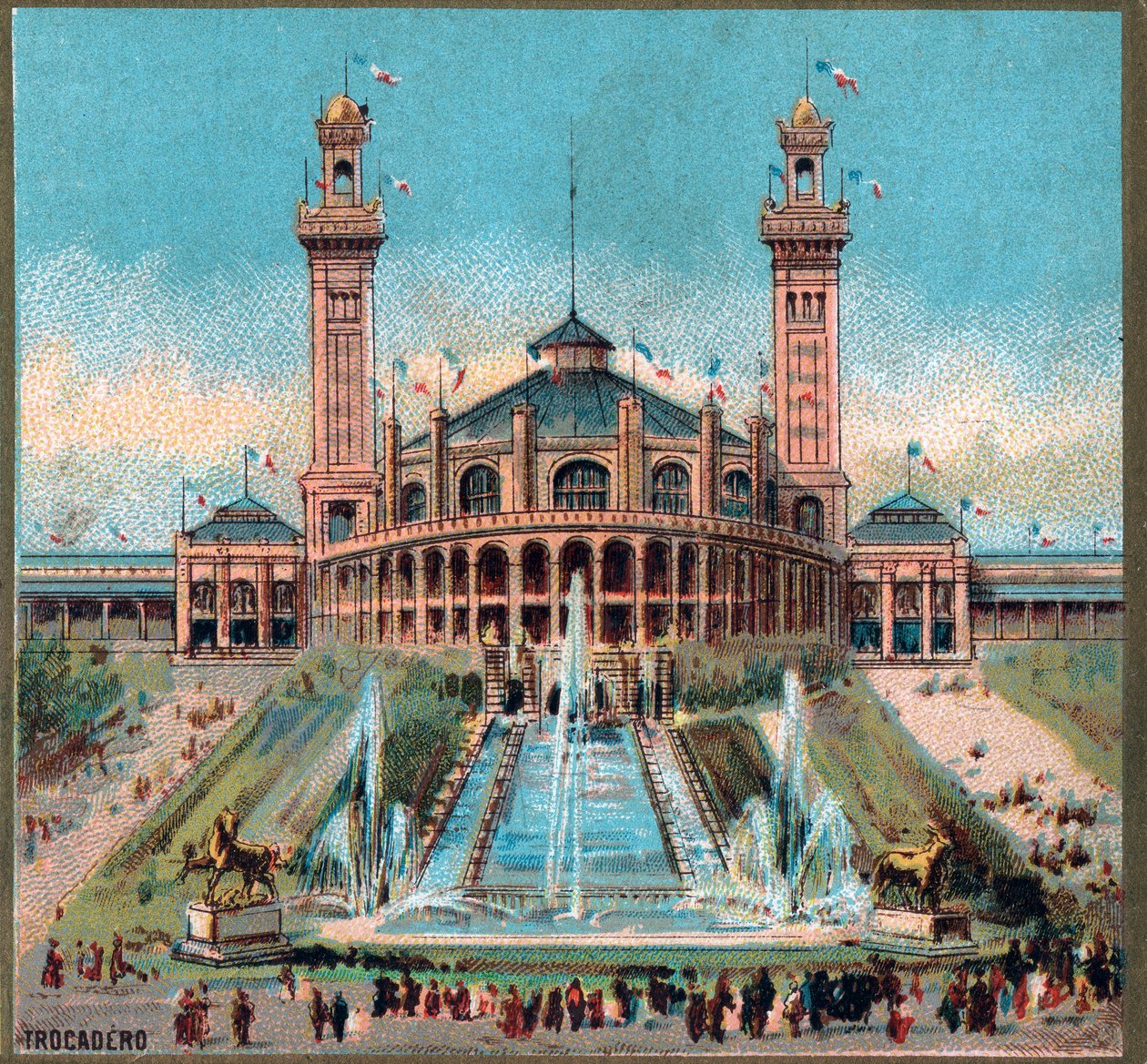 Parijs. Wereldtentoonstelling van 1889: Trocadero. door French School