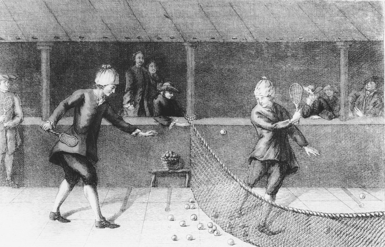 Jeu de Paume spelen in Parijs (gravure) door French School