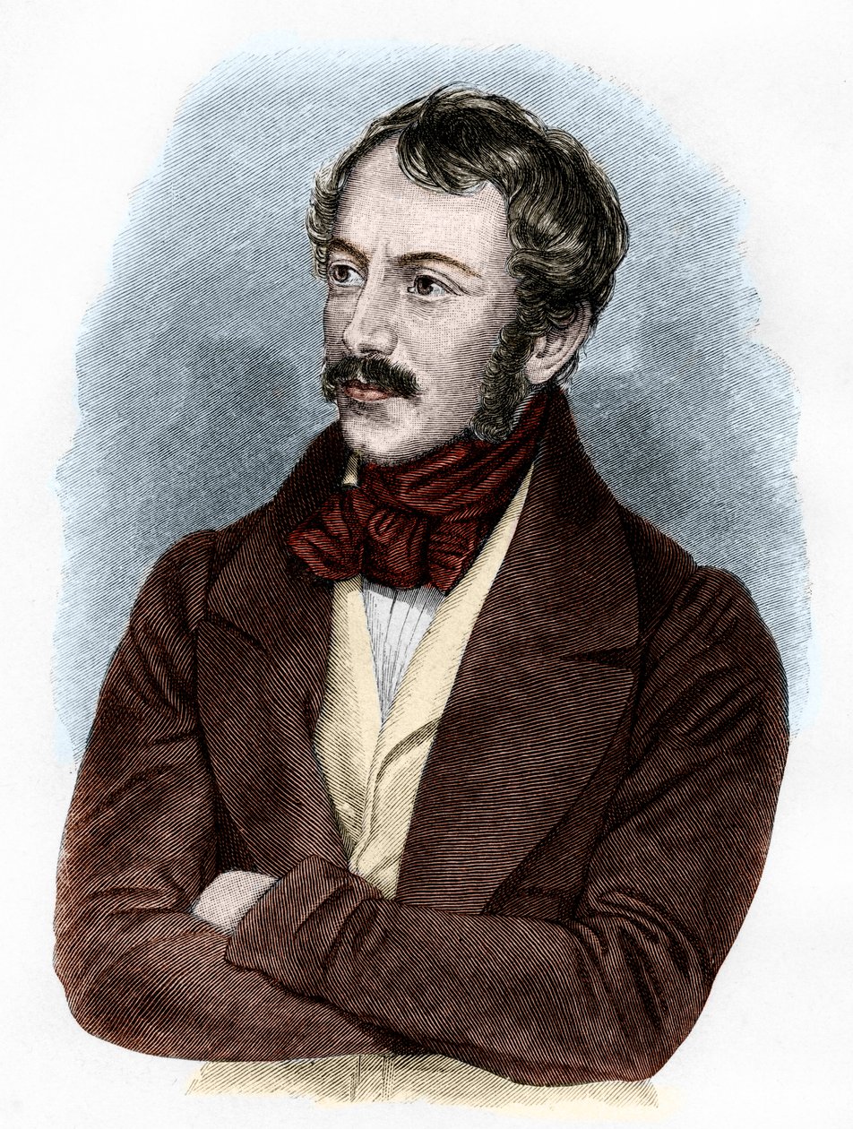 Portret van Nikolaus Lenau (kleurgravure) door French School