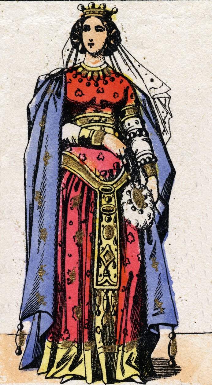 Portret van Koningin Nantilde (ca. 610-642). door French School