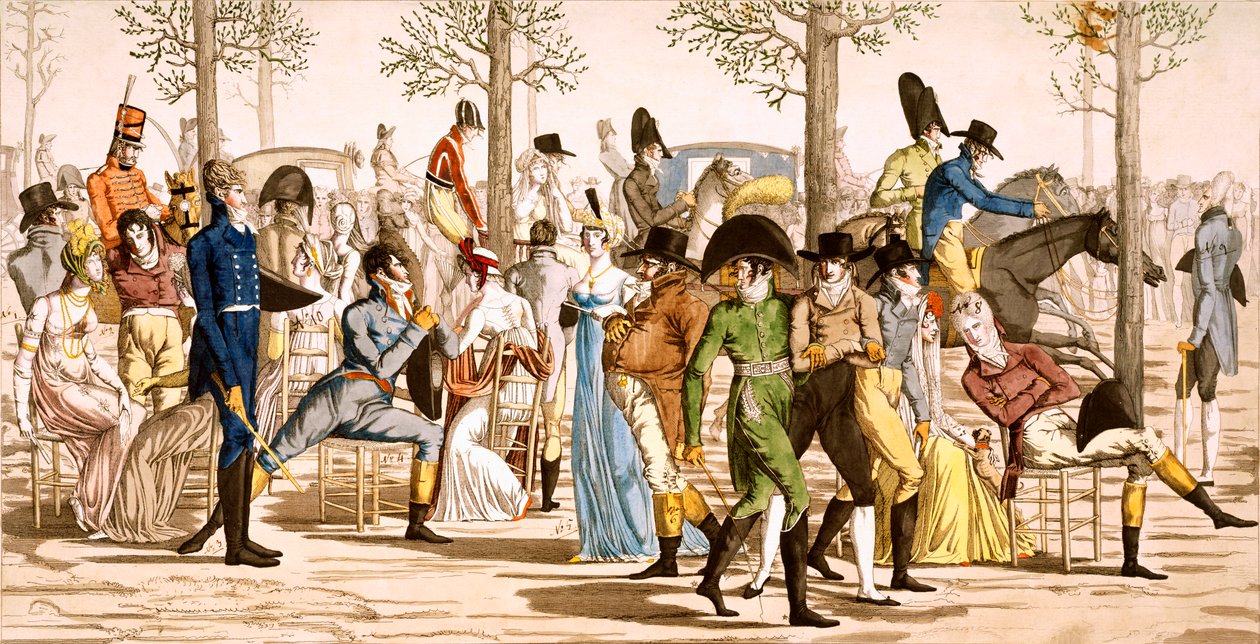 Promenade in Longchamps, 1802 door French School