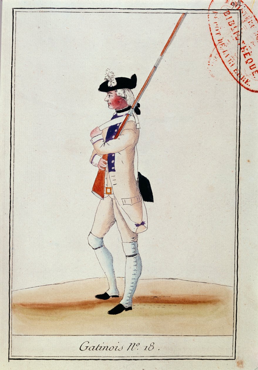 Soldaat van het Grenadier Gatinois Regiment, ca. 1780 door French School