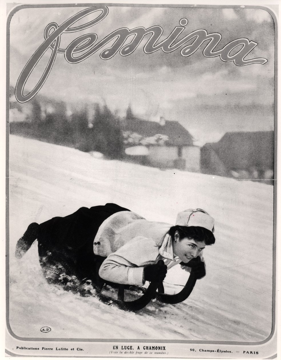 De rodelbaan in Chamonix, uit Femina door French School
