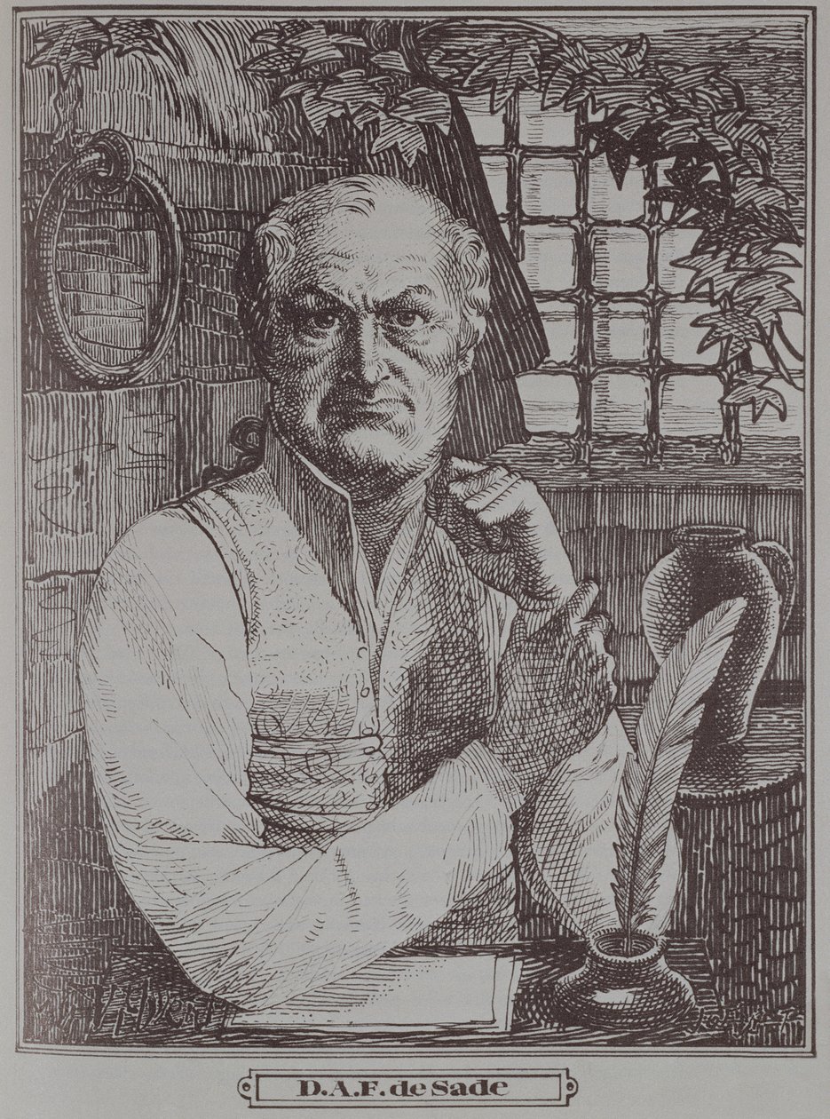 De Markies de Sade (1740-1814) in de gevangenis door French School
