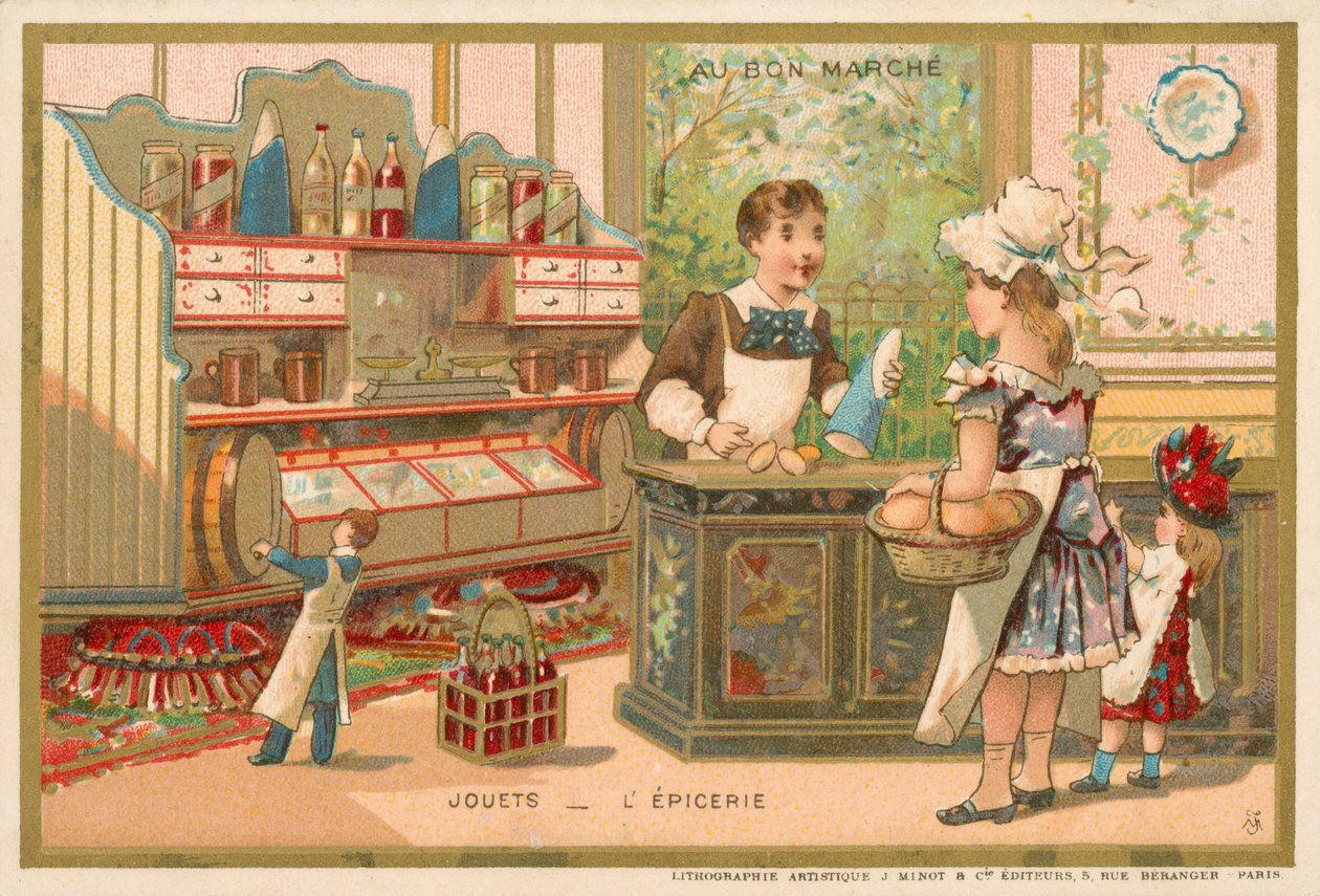 Speelgoed - kruidenierswinkel (chromolitho) door French School