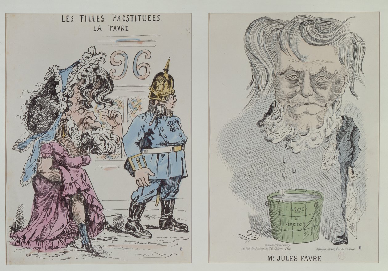 Twee Karikaturen van Jules Favre door French School