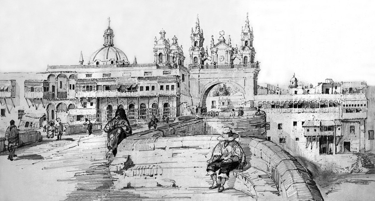 Zicht op Lima, Peru, c.1850 (gravure) door French School