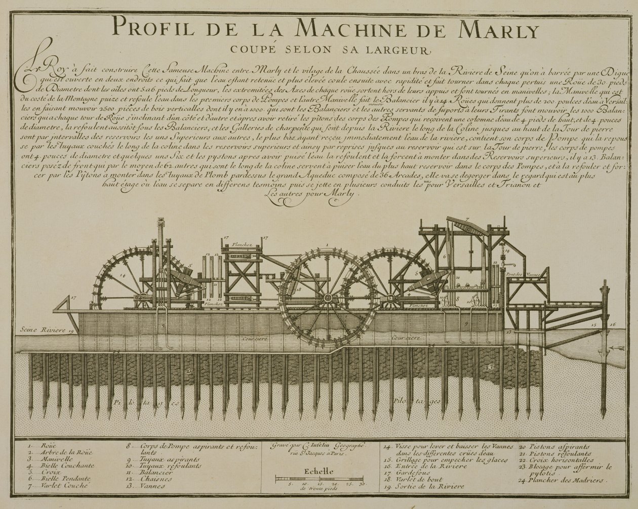 Watermachine bij Marly, c.1715 door French School