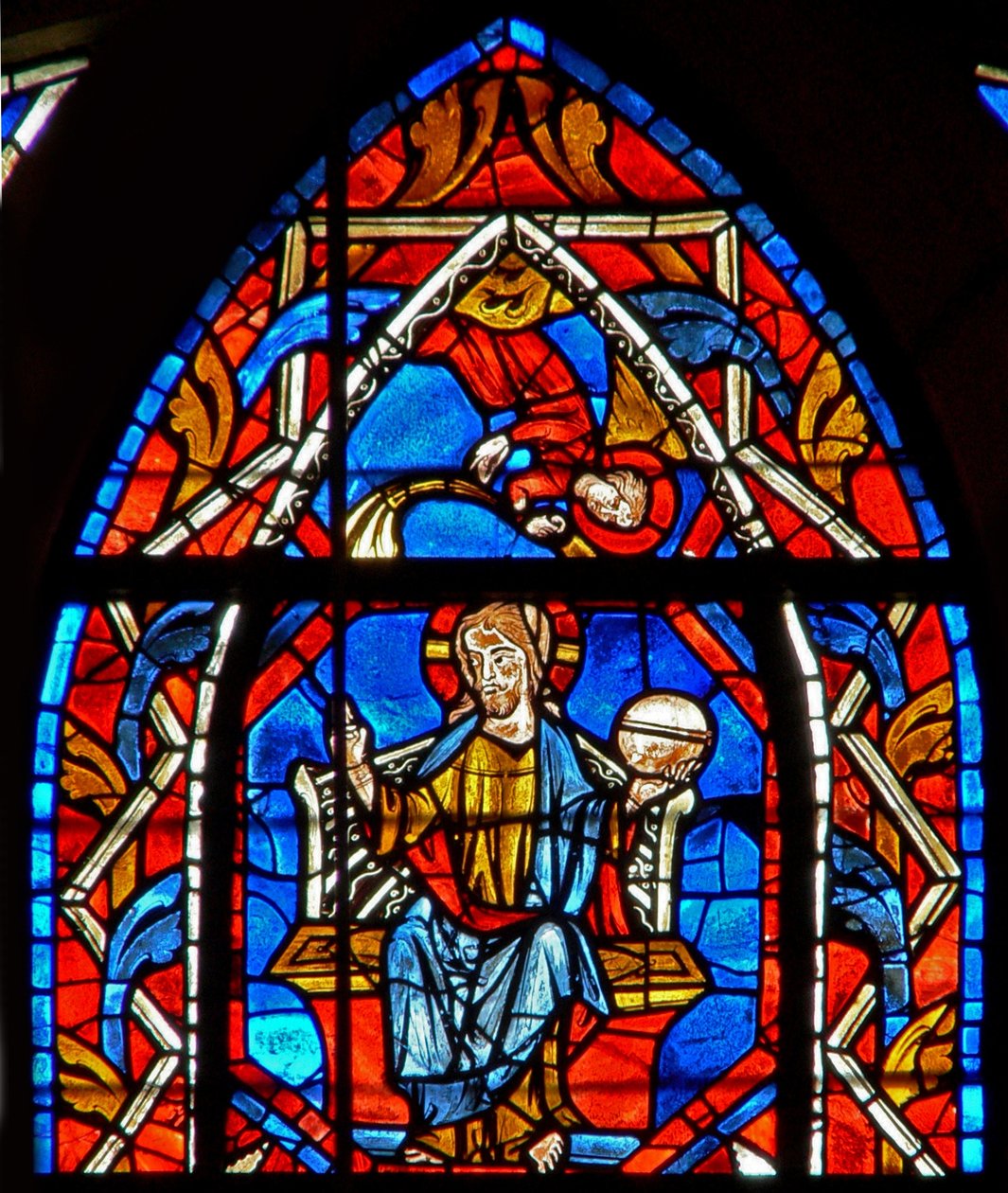 Ruit w107 met Christus in glorie door French School