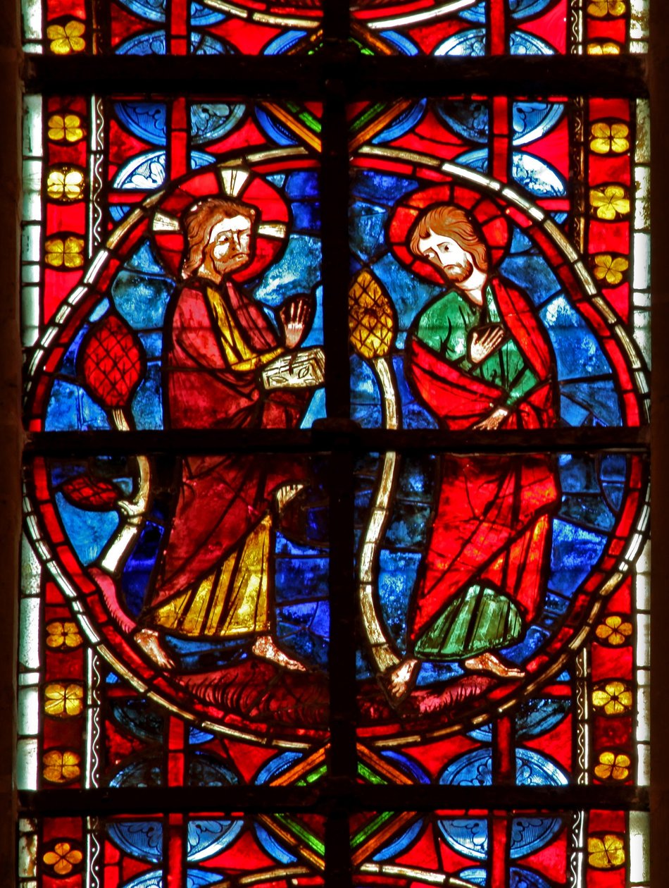 Raam w210 met St. Jacobus met Christus door French School