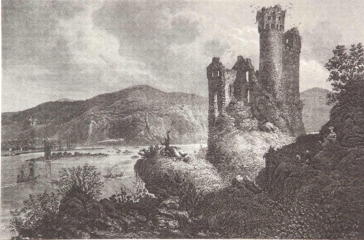 Mäuseturm en Ehrenfels door Pierre Joseph Redouté