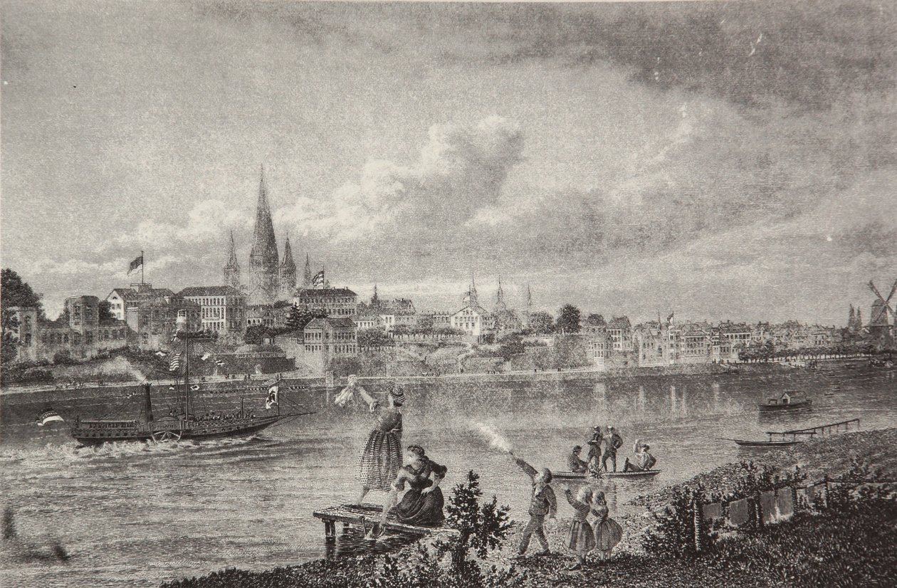 Staalgravure uit een Rijnalbum van Friedrich Foltz door Pierre Joseph Redouté