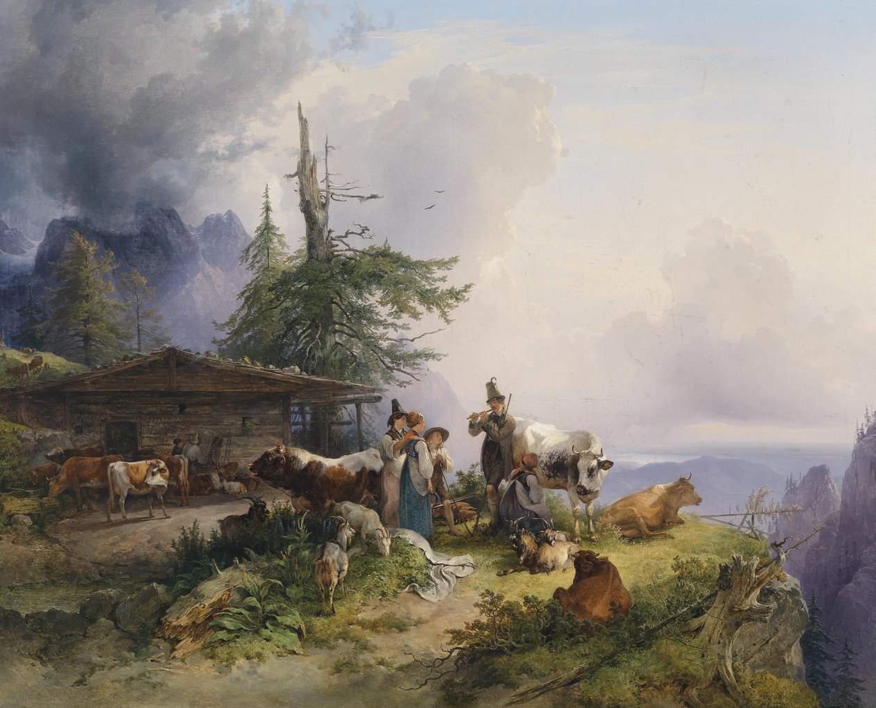 Alpenboerderij op de Untersberg door Friedrich Gauermann