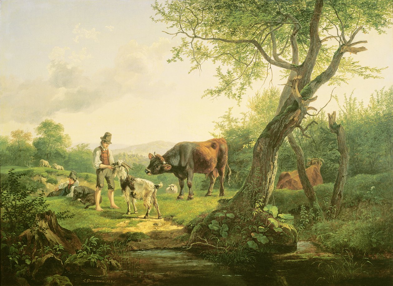 Landschap met een Herder, 1826 door Friedrich Gauermann