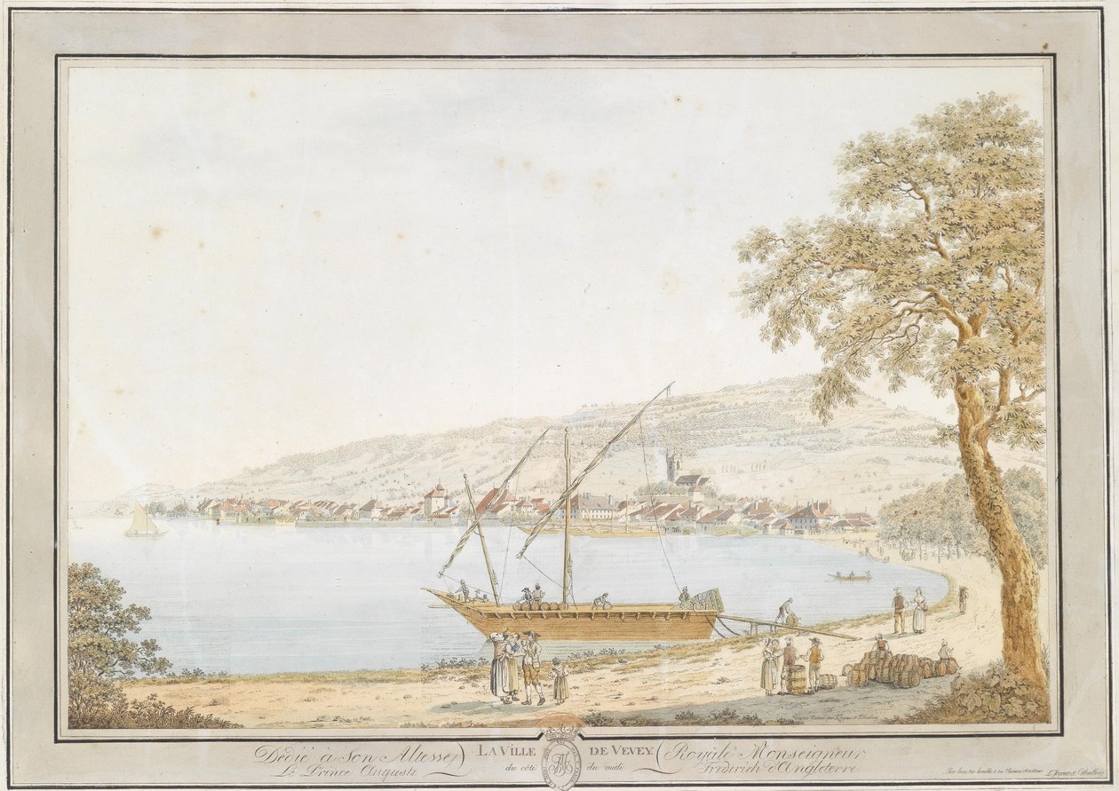 Uitzicht op Vevey aan het Meer van Genève door Friedrich Georg Wexelberg