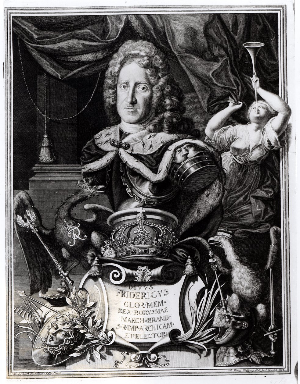 Portret van Frederik Willem I (1688-1740), Koning van Pruisen, gegraveerd door Georg Andreas Wolfgang (1703-45), 1718 door Friedrich Wilhelm Weidemann