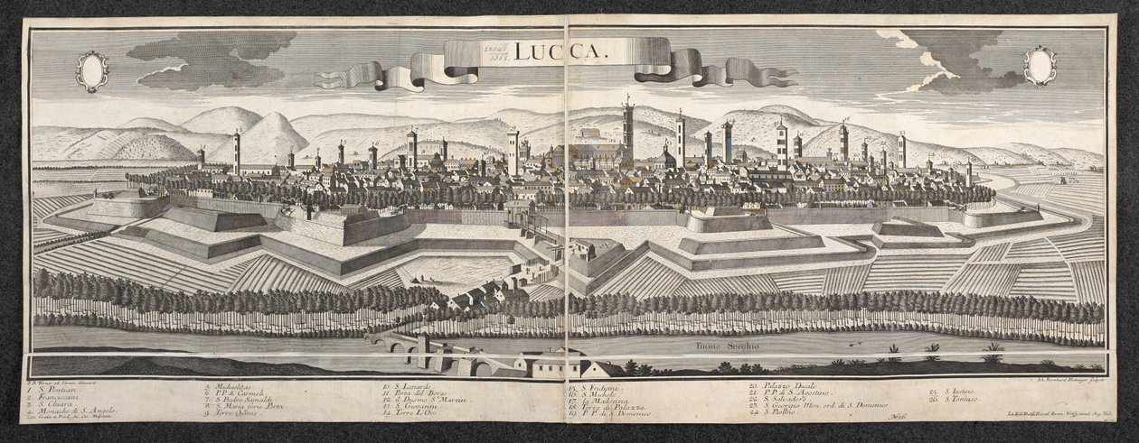 Uitzicht op Lucca door Friedrich Bernhard Werner