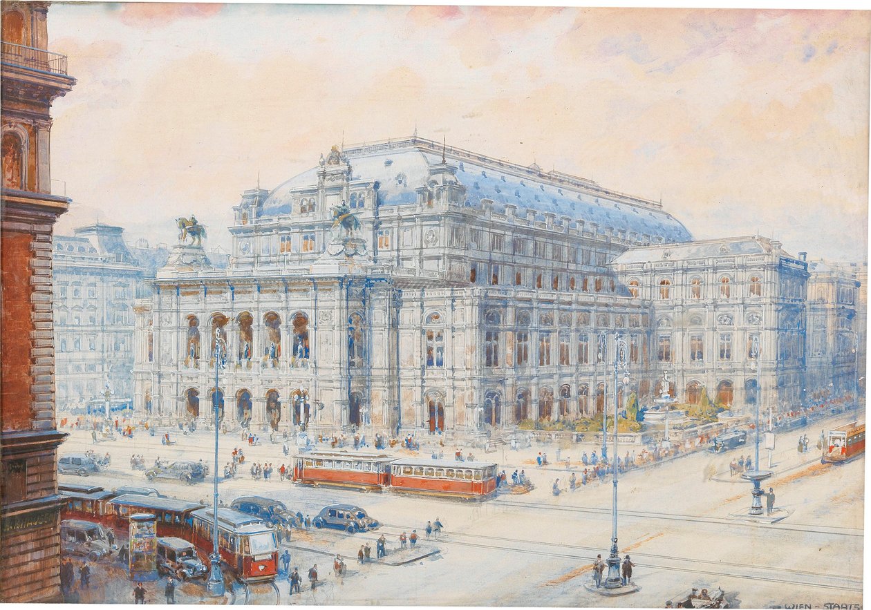 Uitzicht op de Weense Staatsopera door Friedrich Frank