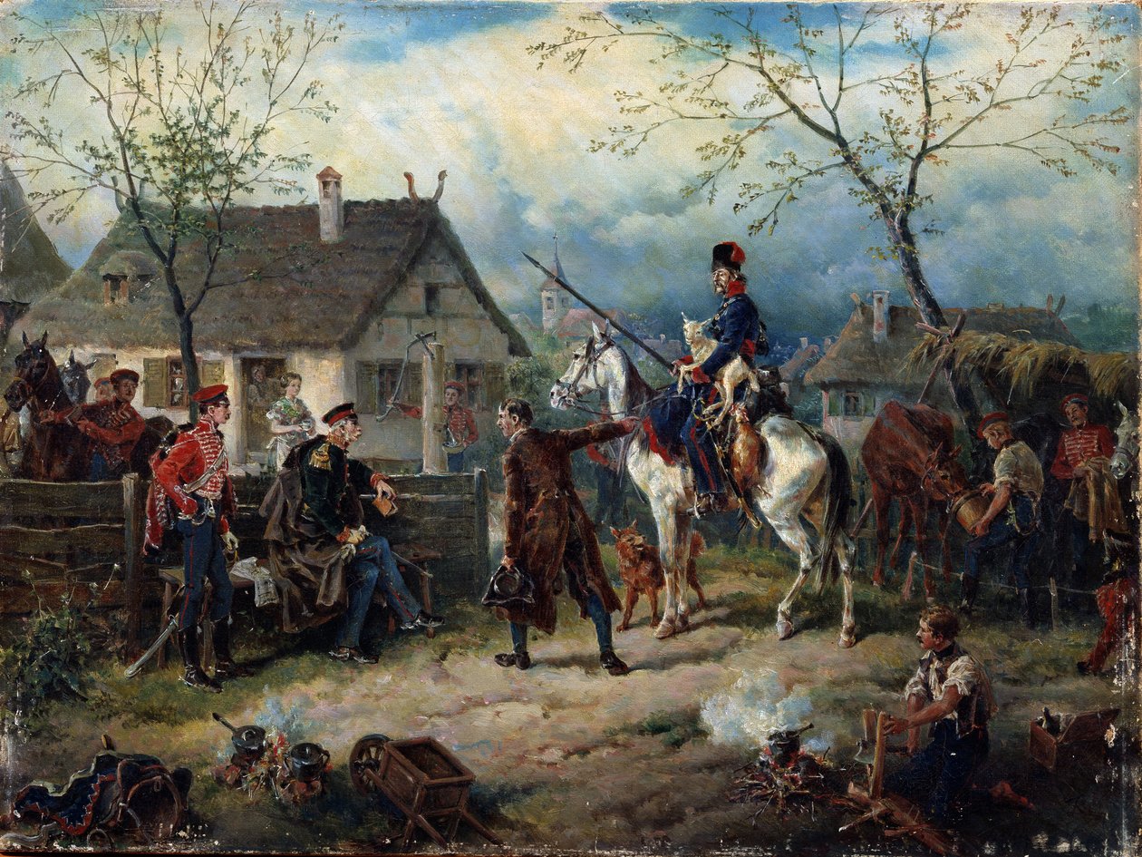 Scène uit de Russisch-Franse oorlog in 1812 door Friedrich Kaiser