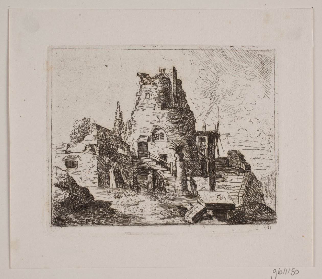 Ruin met toren door Friedrich Münter