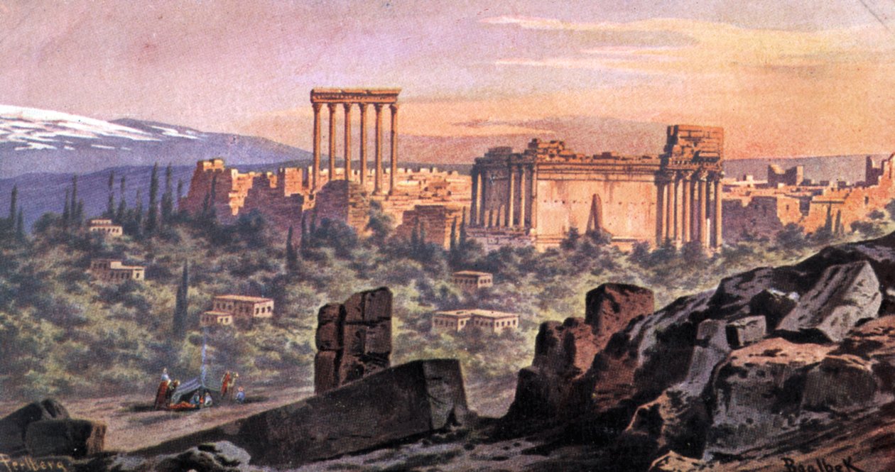 Baalbek Libanon (prent) door Friedrich Perlberg