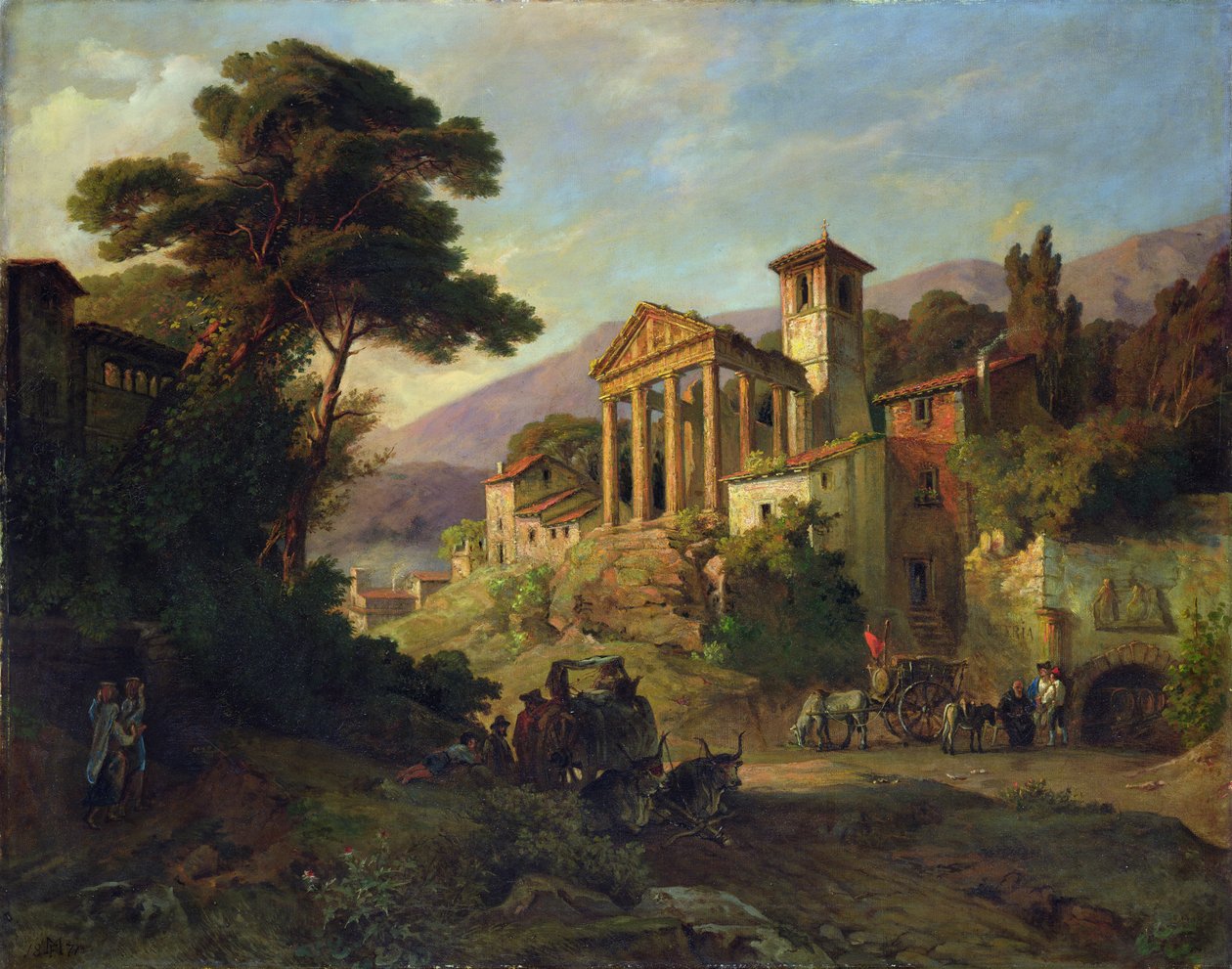 Italiaans landschap, 1871 door Friedrich Wilhelm Mueller